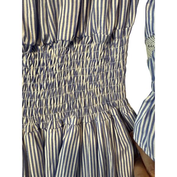 Mi Golondrina Rosalia Fuerte Striped Maxi Dress Blue White L NWT - Picture 8 of 11